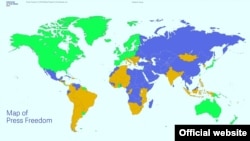 Карта свободы прессы, составленная в соответствии с докладом Freedom House