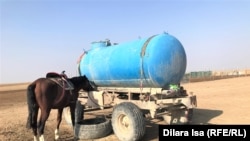 Шаруалар мұнда ауыз суды водовозбен алып келеді.